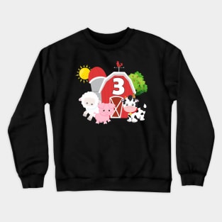 Kids Farm Animals 3rd Birthday Cute 3 Year Old Crewneck Sweatshirt